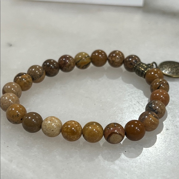 Tree of Life Brown Picture Jasper Beaded Bracelet - Picture 4 of 4